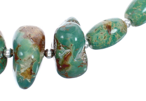 Native American Navajo Turquoise Bead Sterling Silver Necklace JX124537